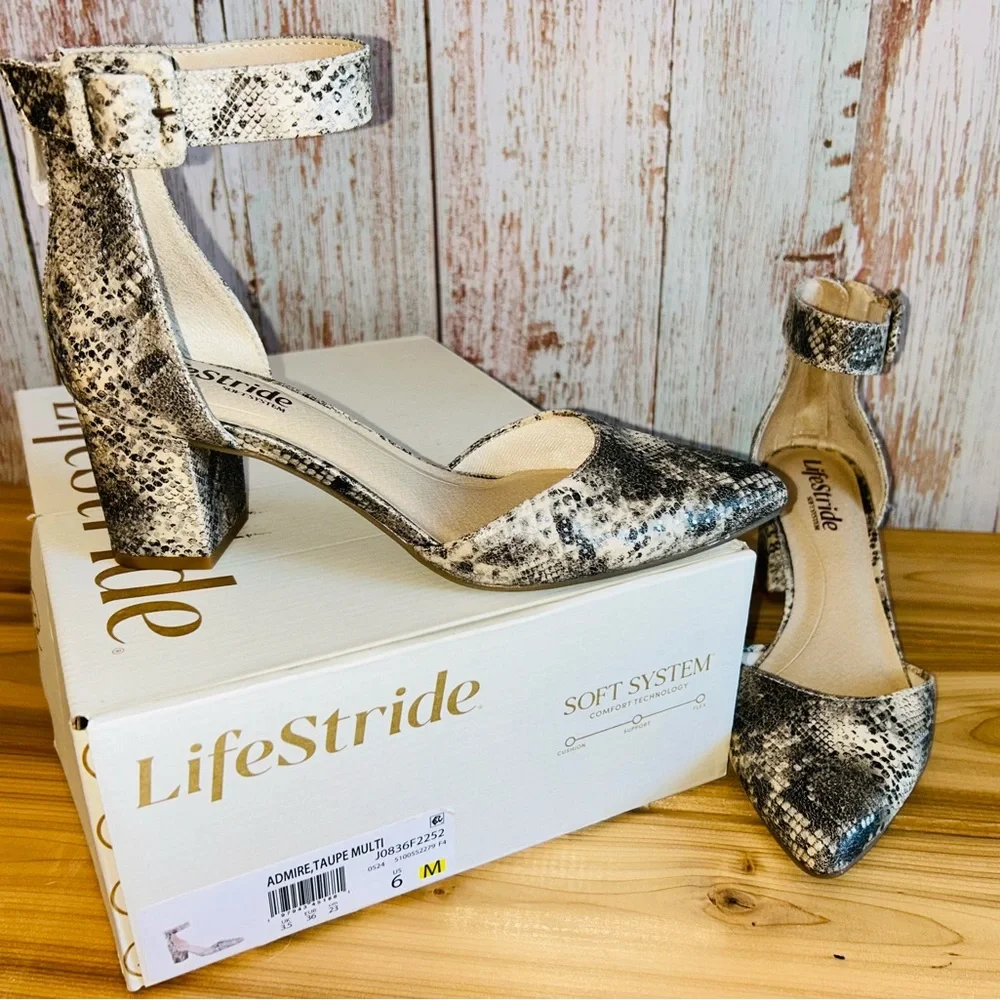 LifeStride Women's Admire Block Heel Dress Sandal - Taupe Multi size 6
